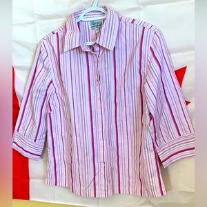 Traditional Country Collection MD Women  Striped 3/4 Sleeve Cotton Blend Size XL